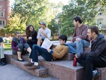 Students hanging out in the quad