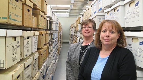 image of archivists Jill Tatem and Helen Conger