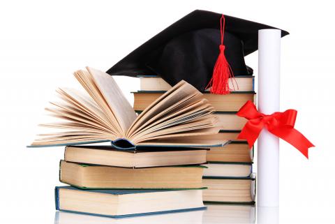 image of books, graduation cap and diploma