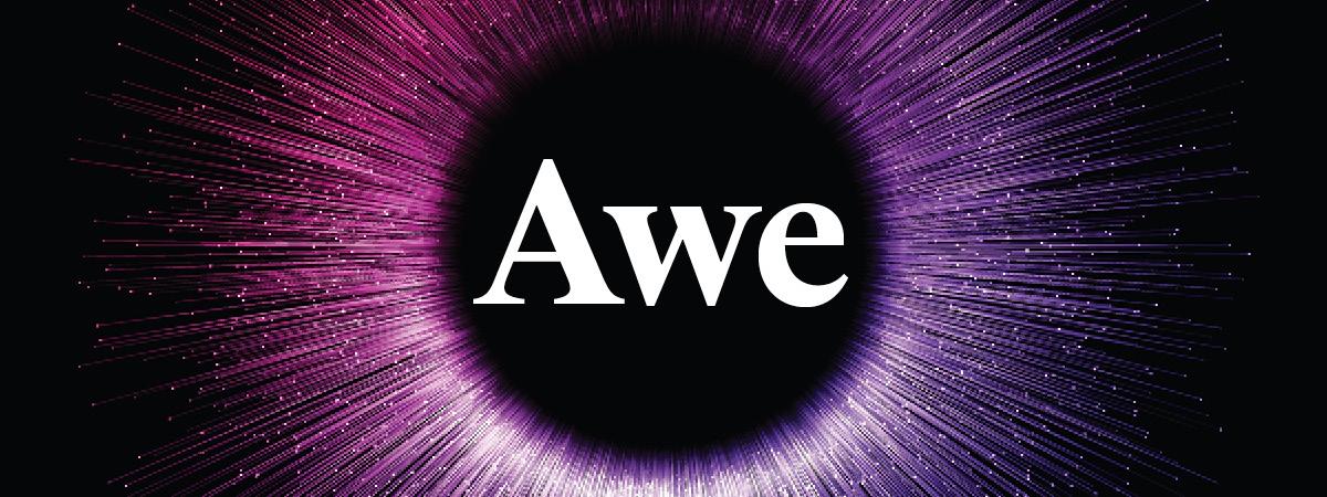 the word awe with with ring of lights around it