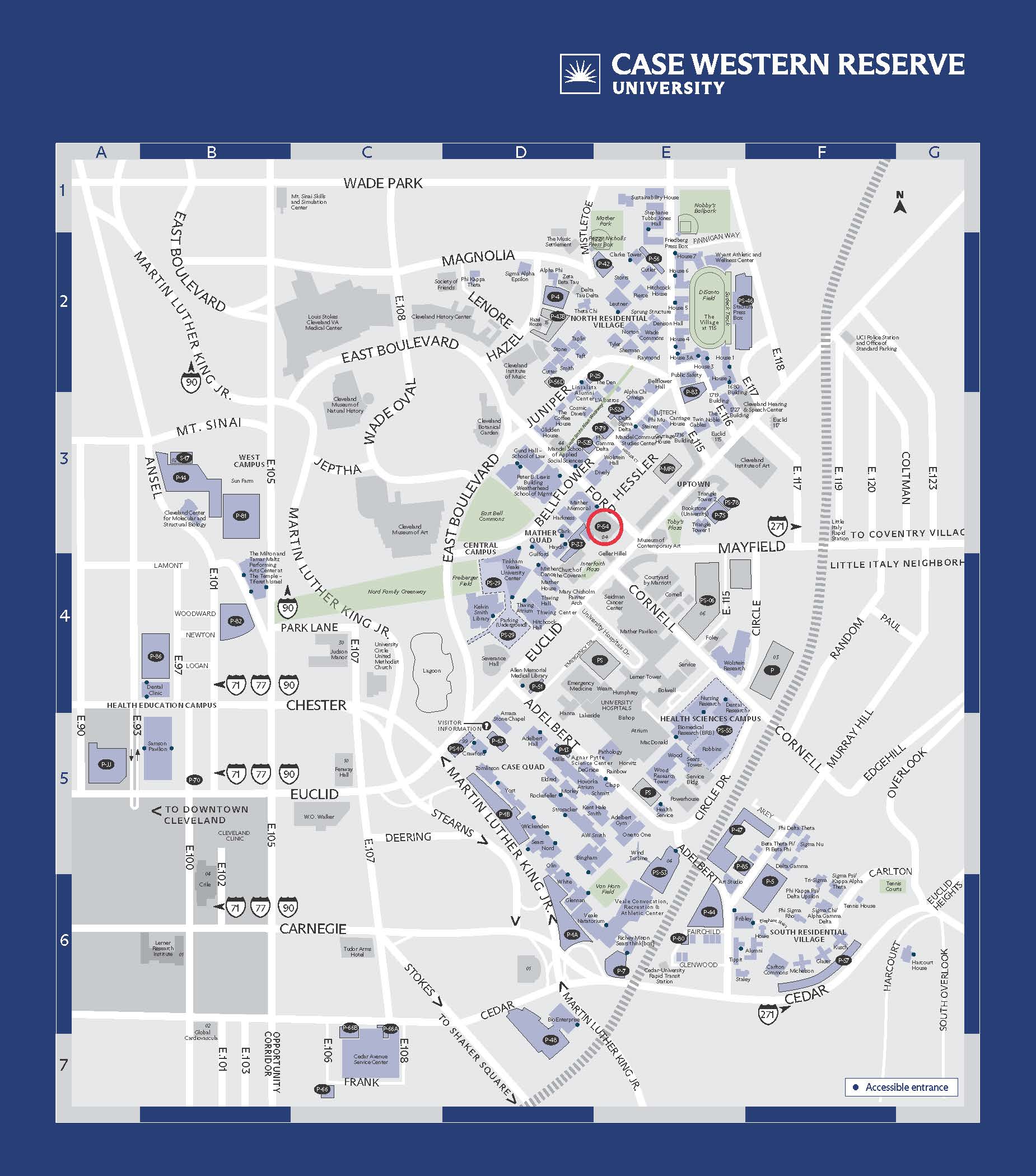 Campus Map Denoting Ford Road Garage Location