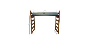 Twin XL high lofted bed with dimensions 7'-1" long, 3'-2" wide, with mattress 6'-8" with 5'-3" floor to bed 