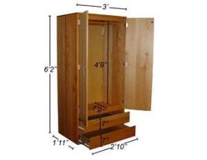 Wood Wardrobe with dimensions
