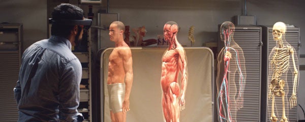 photo of student wearing the HoloLens