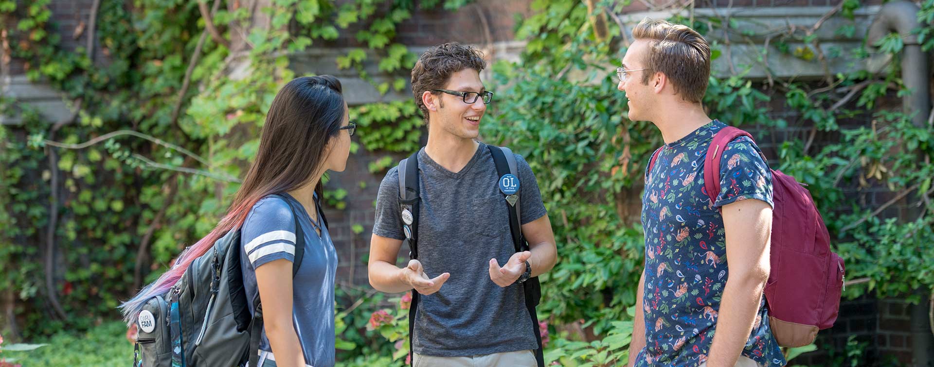 CWRU students talking outdoors