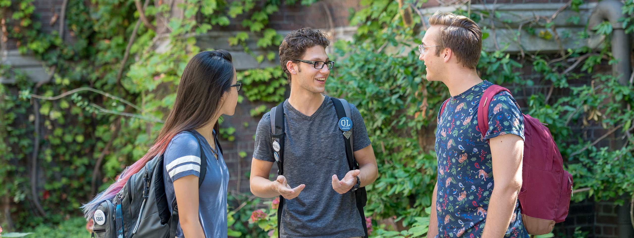 CWRU students talking outdoors