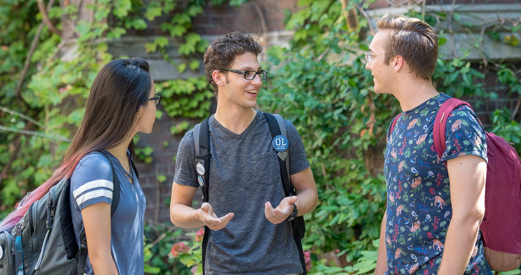 CWRU students talking outdoors
