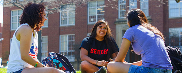 Case Western Reserve students talking outdoors
