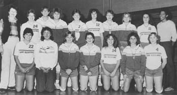 Kim L. Jordan, second row, first on right, with the 1984/85 CWRU women's basketball team.