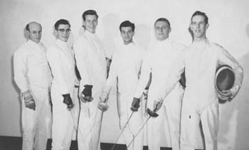 George Morris with the 1955/56 Case fencing team.