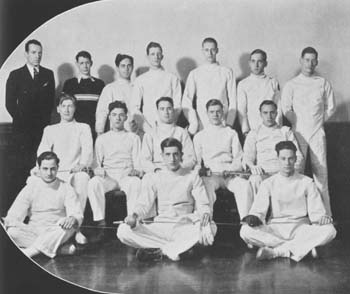Lucien E. Morris with the 1938/39 Case fencing team.