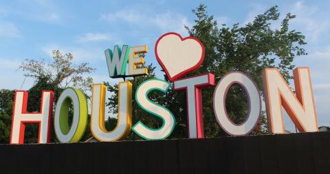 We love Houston sign in Houston, Texas