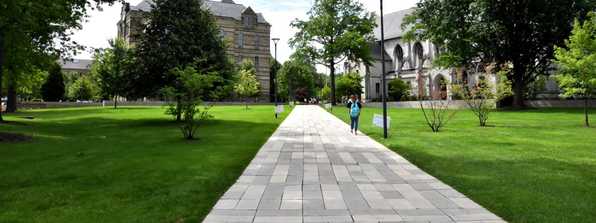 Photo of Binary Walkway on CWRU Campus