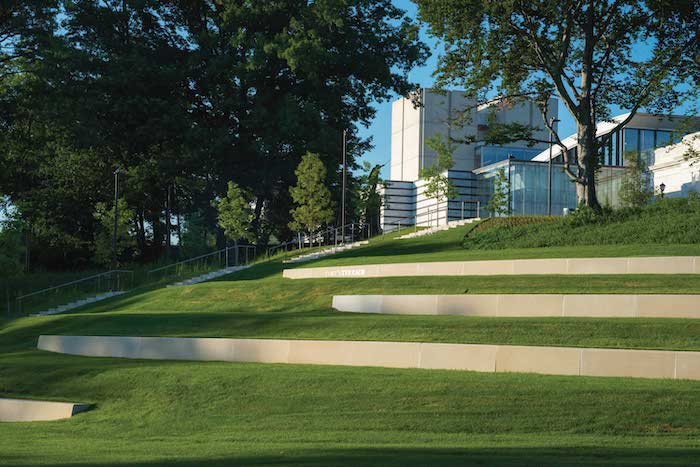 Close up of the hillside on the west side of the Cleveland Museum of Art, Toby's Terrace, along the Nord Family Greenway.