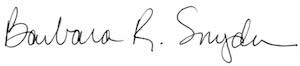 Barbara R. Snyder's signature