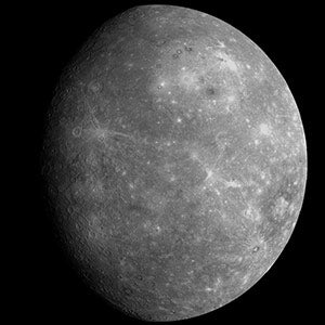 A gray close up of Mercury.