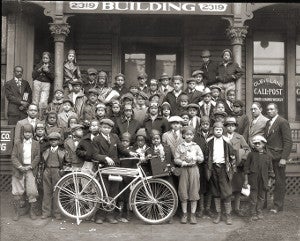 This 1935 image of newsboys at the Call & Post, Cleveland's major African-American newspaper tells many stories. One subject had just won a bicycle in a sales contest and the aviator caps reflect on style, and perhaps, aspiration.