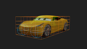 Animation of a yellow car, Cruz, from Cars 3