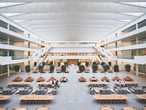 Photo of the courtyard inside the Samson Pavilion at Case Western Reserve and Cleveland Clinic's Health Education Campus