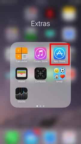 IPhone Extras screen with App Store icon highlighted