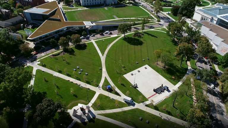 Aerial photo of Case Western Reserve University's campus
