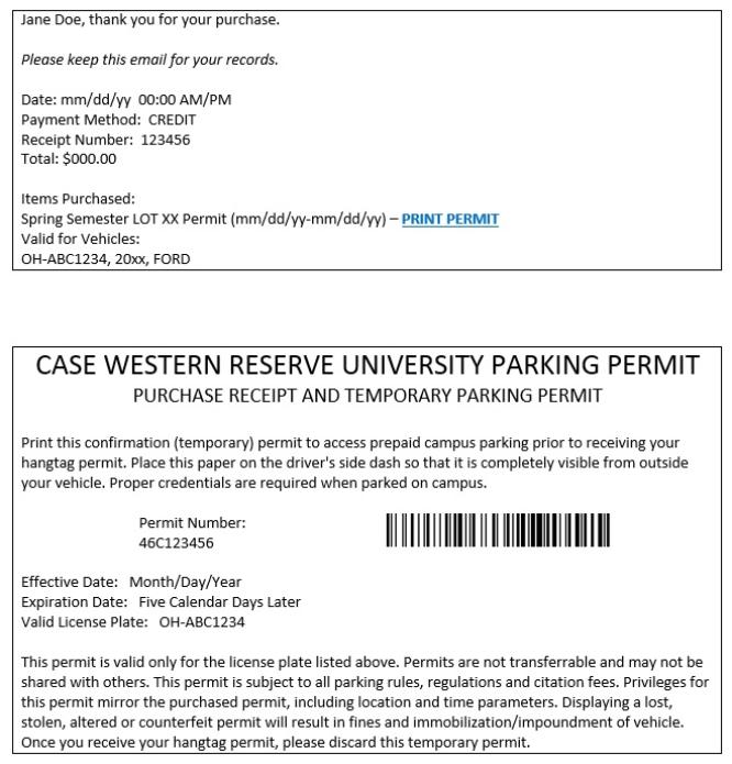 A picture example of a confirmation permit