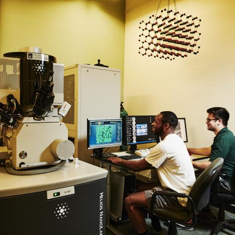 Engineering student in a lab