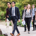 Business student walking on campus