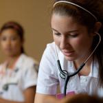 Student nurse with stethoscope