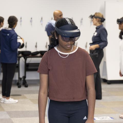 Girl wearing a hololens