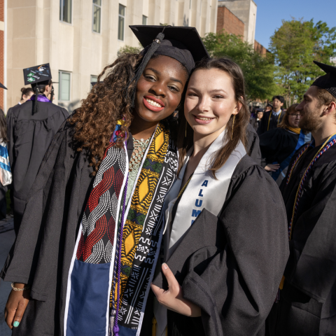 Graduation photo of two girls