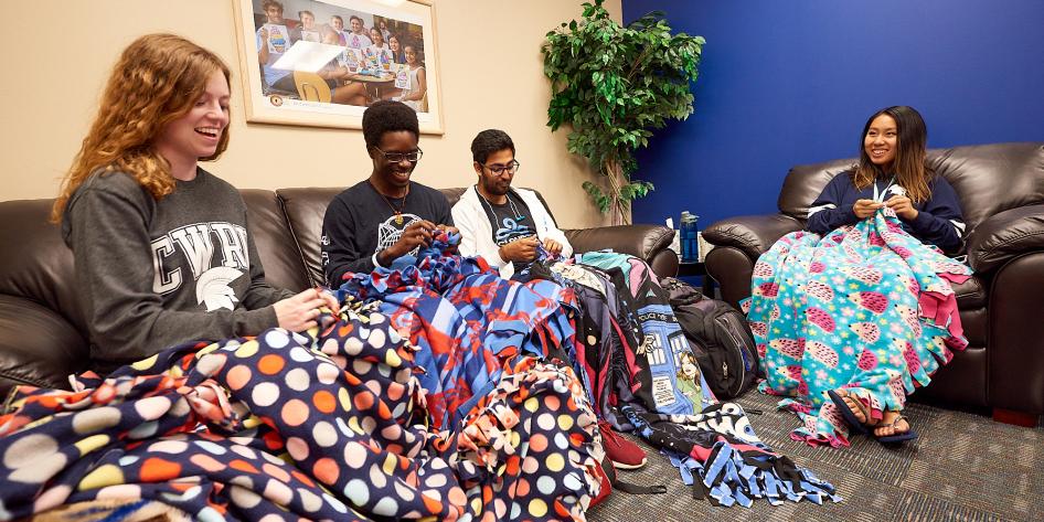 Students craft blankets