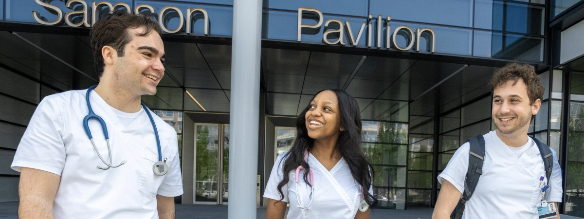Nursing students outside of HEC
