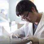Asian male student conducting research in a lab