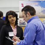 a group of business students networking 