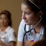 Nursing student working in clinicals 