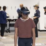 Girl wearing a hololens