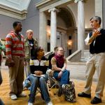 Professor teaching in the art museum