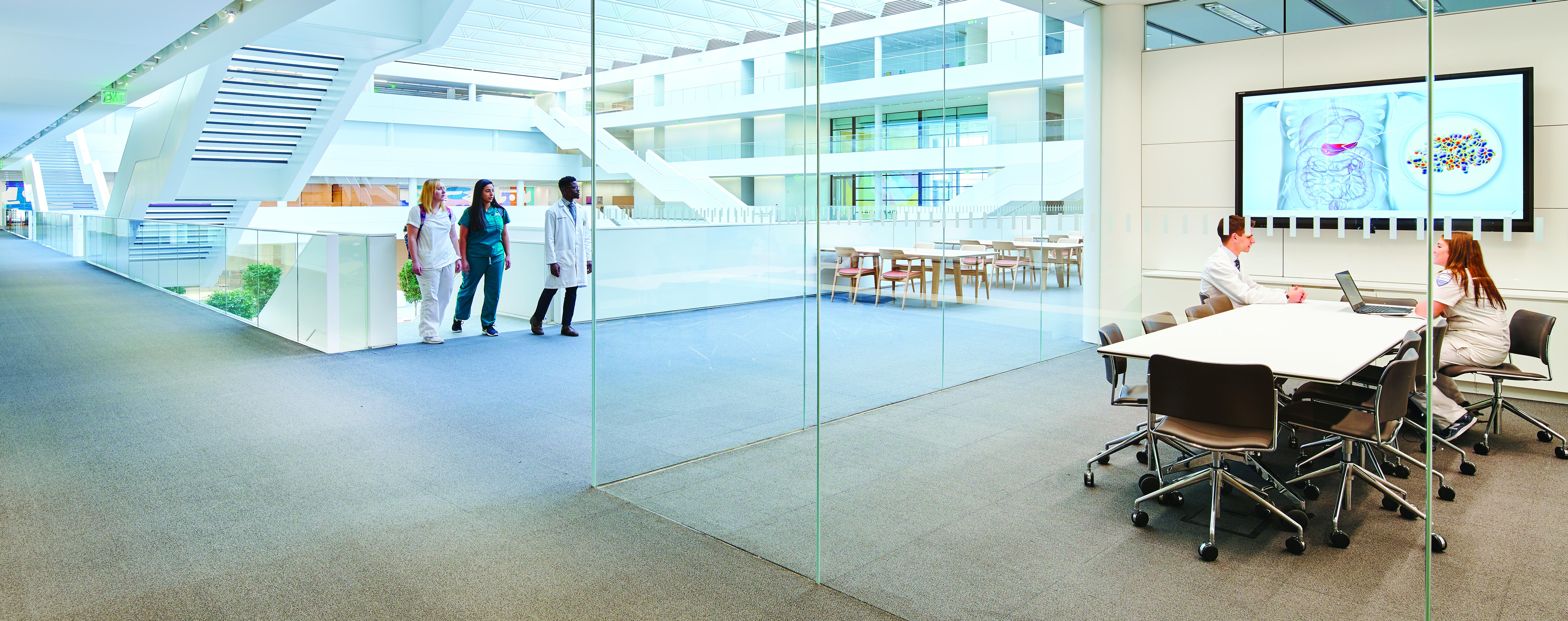Interior conference room view inside Health Education Campus at Case Western Reserve University