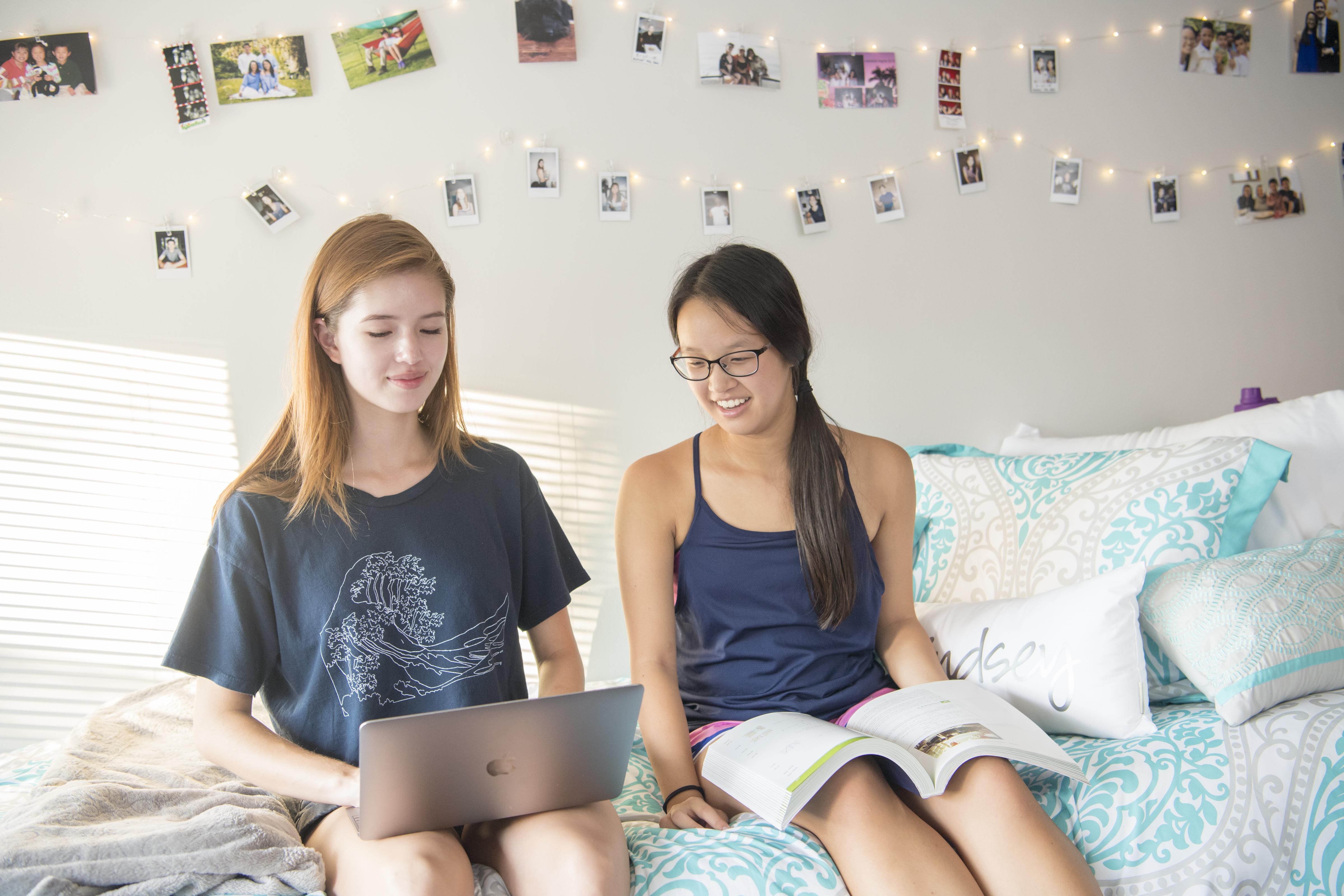 Two students in a residential hall at Case Western Reserve University