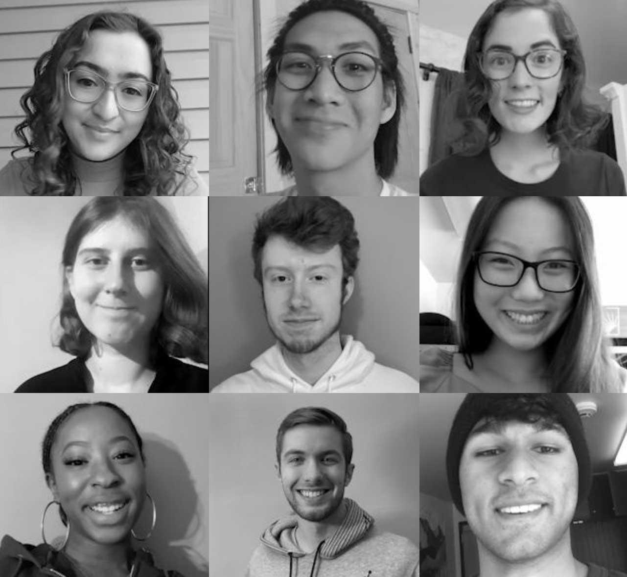 3x3 grid of nine current CWRU students