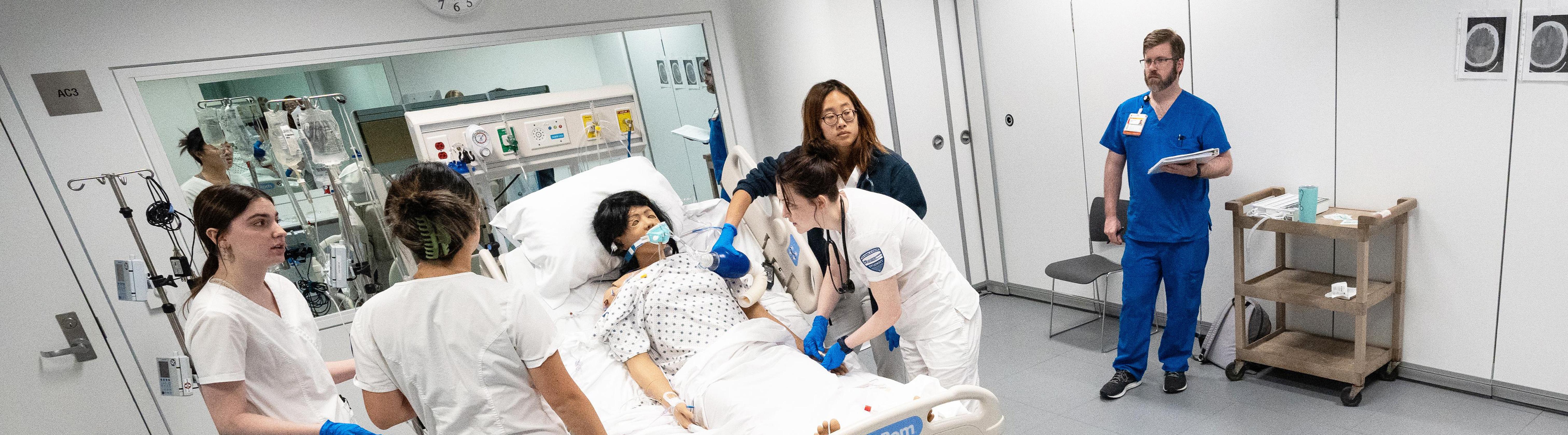 A nursing lab with instructor