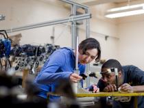Case Western Reserve University student performing engineering work.
