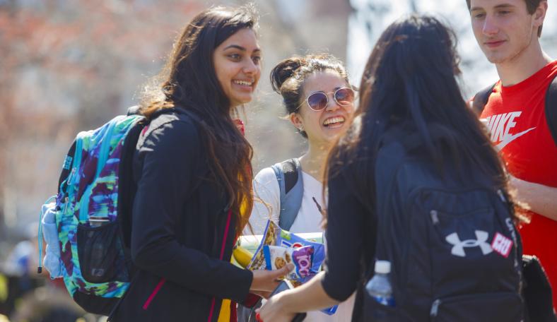 Students conversing outside at Case Western Reserve University