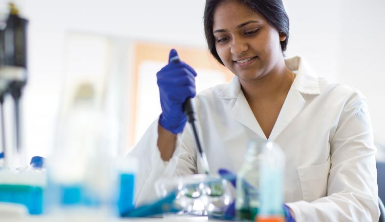 Student doing lab research at Case Western Reserve University
