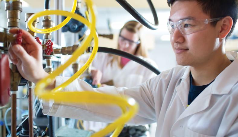 Student works in lab at Case Western Reserve University
