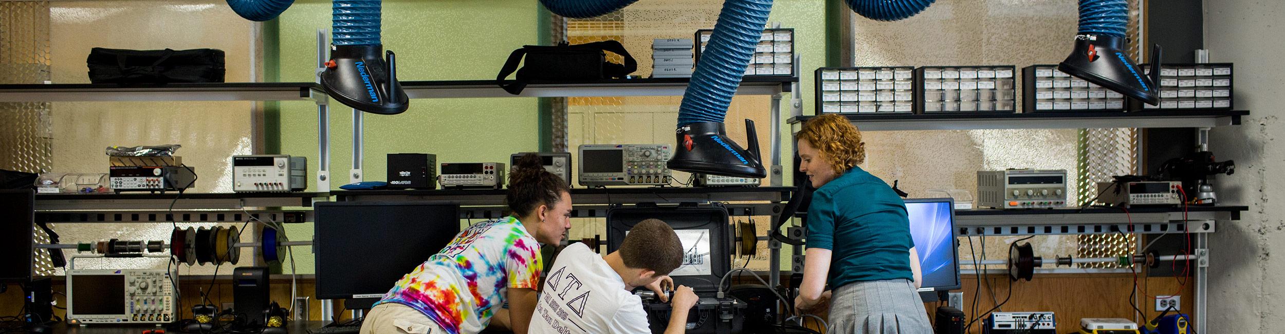 Students working in a lab