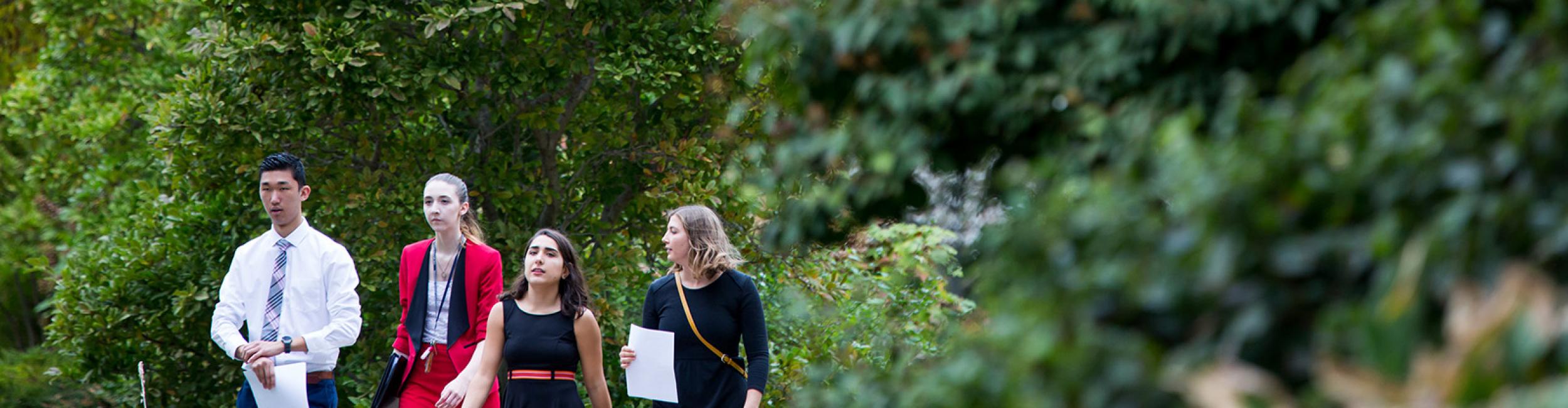 Students walking on campus