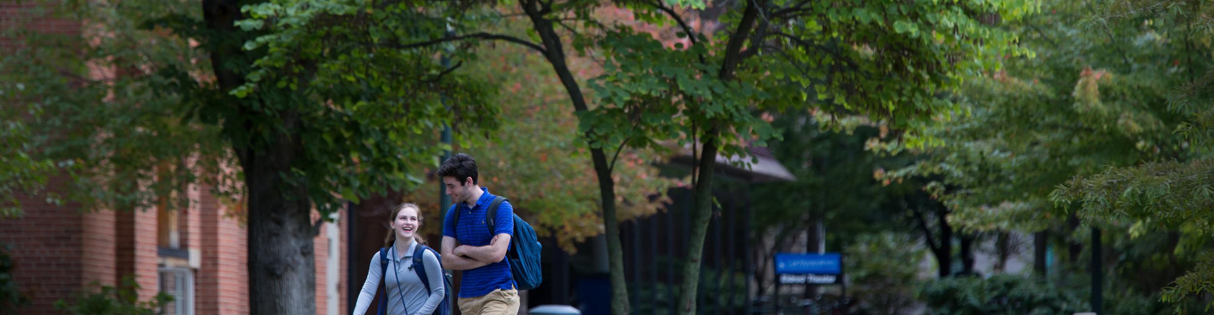 Students walking across campus at Case Western Reserve University