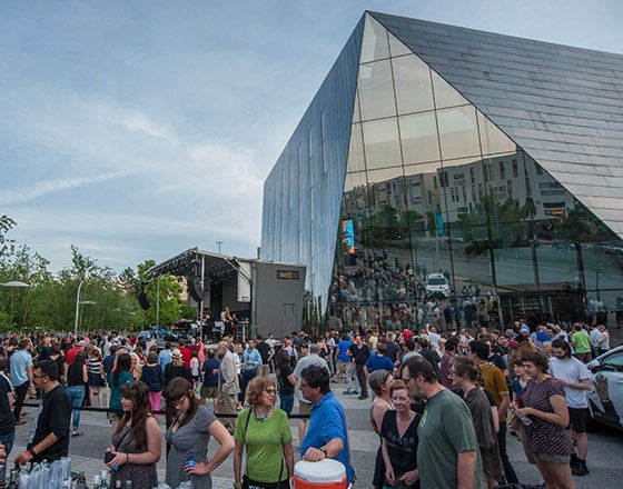 Band performing outside of MOCA